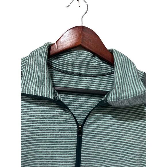 Lululemon Long Sleeve Striped Exposed Seam Half-Zip Sweatshirt Green Size 10 - Picture 5 of 11